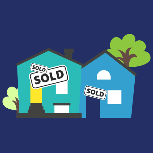 Image of houses with sold signs on them. Image of houses with sold signs on them.
